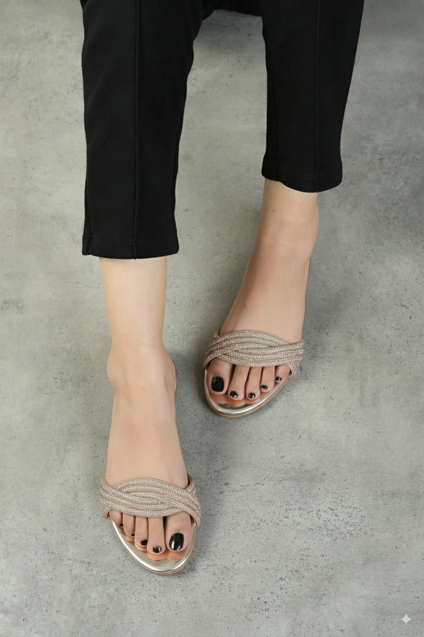 Glam Shine Flat Sandals